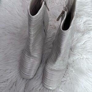 Sam Edelman White Croc-Embossed Ankle Boots